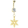 Gold Plated Snowflake Gem Belly Ring