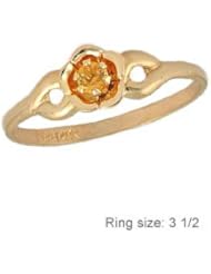 3 1/2 Children 14K Gold Flower Shape November Birthstone Ring - Citrine