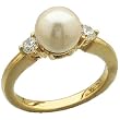 14K Yellow Gold Pearl & Diamond Ring