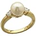 14K Yellow Gold Pearl & Diamond Ring