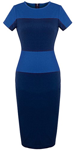 HOMEYEE Women's Patchwork New OL Casual Career Pencil dress U463