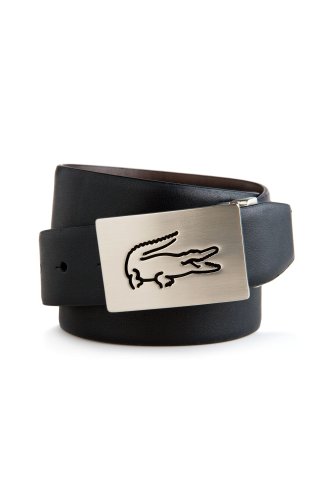 Men's Leather Belt with Dye Cut Croc Plaque