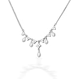 Bling Jewelry 925 Sterling Silver Bridal Pearl CZ Necklace