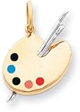 Artist Palette Two Tone Enamel Charm, 14K Yellow Gold