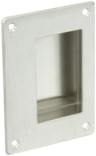 Rockwood 94.32D Stainless Steel Flush Pull, 3-1/2" Width x 5" Height x 7/8" Depth, Satin Finish