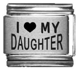 Clearly Charming I Heart my Daughter Laser Etched Italian Charm