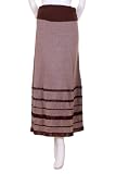 Mustard Seed Satin Ribbon Trim Contrast Brown A-Line Skirt Beige