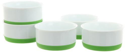すべりにくいシリコン付き食器 中鉢 10.7cm 5個セット グリーン 79738