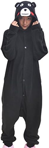 Ddwolf Halloween Fleece Kumamon Onesie Unisex Adult(Black,L)