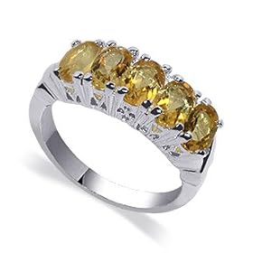 Fantastic .925 Sterling Silver Band Citrine Gemstone Ring by 