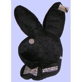 Playboy Bunny Black Rhinestone Head Pillow - Bling Bling - 23" Tall