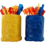 Plastic Tiki Man Cocktail Picks & Holder Set