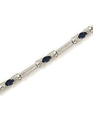 10k White Gold Natural Sapphire And Diamond Tennis Bracelet