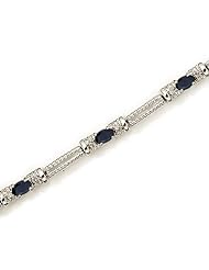14K White Gold Oval Sapphire and Diamond Bracelet
