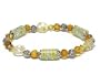 Silver Bronze Yellow Glass Beads Stretch Bracelet Fashion Jewelry