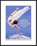 1959 Copenhagen Olympic Gymnastic Poster by unknown 18.00X24.00 Framed with Black Metal Frame