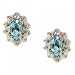 White Gold Cocktail Earring Studs Blue Topaz & Diamond