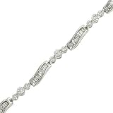 Round/Tapered Baguette Diamond Tennis Bracelet 2.96ct