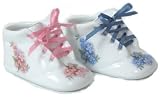 Personalized Porcelain Baby Shoe Keepsake - Forget-Me-Nots Design in Pink and Blue
