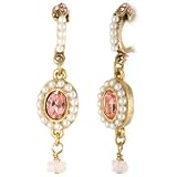 Lee Angel Gold Rose Quartz and Crystal Drop Earring