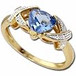 14Kt Yellow Gold Trillion Blue Topaz and Diamond Ring