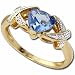 14Kt Yellow Gold Trillion Blue Topaz and Diamond Ring