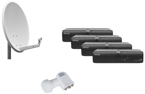 Opticum 4 Teilnehmer Komplettanlage (4x FS10p Satelliten Receiver, 4x LNB, 1x Antenne)