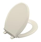 KOHLER K-4639-47 Cachet Quiet-Close Round-Front Toilet Seat, Almond