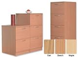 Sonix Filing Cabinet 4 Drawer for Foolscap Suspension Files W480xD600xH1326mm Oak