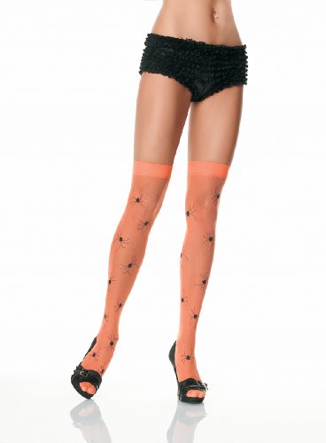 Fishnet stockings with spider charm