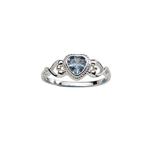 Sterling Silver December CZ Simulated Birthstone Baby Ring with Heart