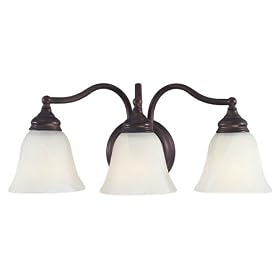 Murray Feiss VS6703-ORB Three-Light Bristol Vanity Strip, Oil Rubbed Bronze with White Alabaster Glass Shades