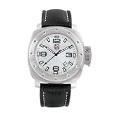 Quandrum, Silver Dial w/Date, Leather Strap