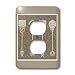 Jaclinart Fantasy Vintage Nouveau Trees Nature Damask - Silver and white trees on soft gray damask background - Light Switch Covers - 2 plug outlet cover