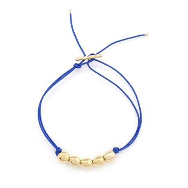 Brass Bead Threaded Bracelet (Navy) by Helena Rohner||RF10F