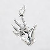 Sterling Silver Healing Hand with Heart Charm, #8748