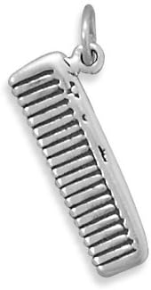 SCJ Sterling Silver Charm Pendant Hair Comb 3d