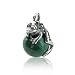 Sterling Silver Baby Frog on Green Malachite Pendant