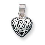 Sterling Silver Antique Puff Heart Pendant with 20 inch Sterling Silver Chain