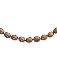 14k Yellow Gold 24in 6-6.5mm Chocolate Freshwater Cultured Pearl Necklace.