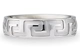 BENCHMARK 14K White Gold 6mm Carved Greek Key Ring (Sz 4 - 8)