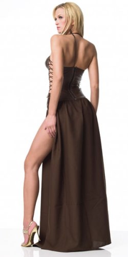 Sexy Faux Leather Barbarian Warrior Princess Gown Costume