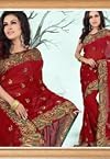 Maroon Faux Georgette Saree with Blouse