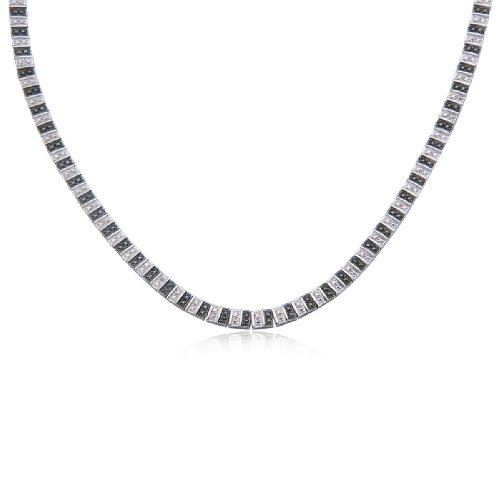 31CUDRTm9gL Sterling Silver Black & White Diamond Necklace, 17