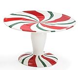 Peppermint Candy Pedestal Cake Stand/Plate For Holiday/Christmas Dining And Decor