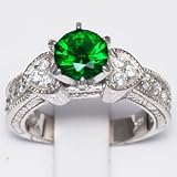925 Sterling Silver Ring with inlaid Emerald CZ - Size 5-10