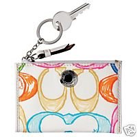 Coach Scribble Mini Skinny Coin Case Bag with Key Chain 40418