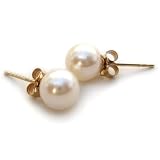 HinsonGayle AAA 6.5-7.0mm White Pearl Stud Earrings (14kYG)