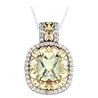 14K Two-Tone Gold Prasiolite (Green Amethyst) and Diamond Pendant