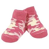 Elegant Baby Pink Camouflage Booties Socks Newborn - 6months